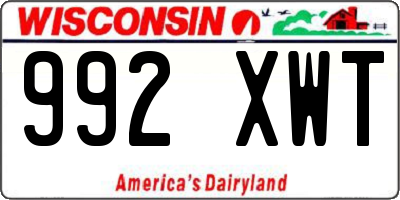 WI license plate 992XWT