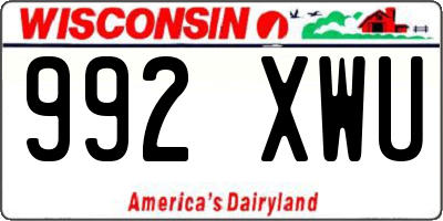 WI license plate 992XWU