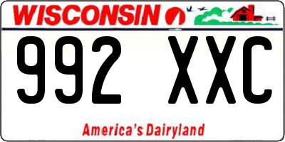 WI license plate 992XXC