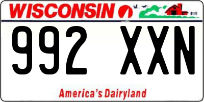 WI license plate 992XXN