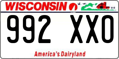 WI license plate 992XXO