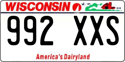 WI license plate 992XXS