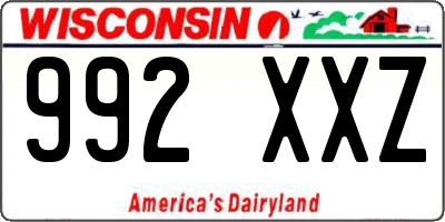 WI license plate 992XXZ