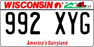 WI license plate 992XYG