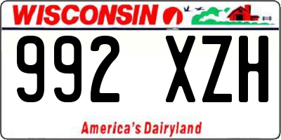 WI license plate 992XZH