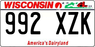 WI license plate 992XZK