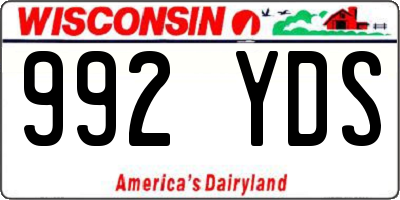 WI license plate 992YDS