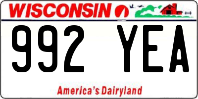 WI license plate 992YEA