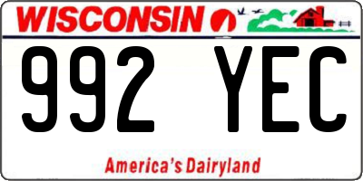 WI license plate 992YEC