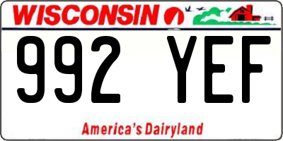 WI license plate 992YEF