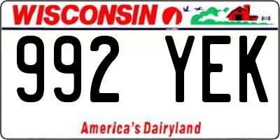 WI license plate 992YEK
