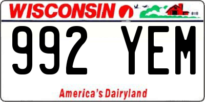 WI license plate 992YEM