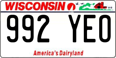 WI license plate 992YEO