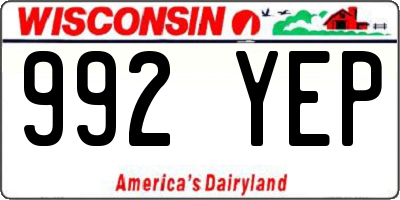 WI license plate 992YEP