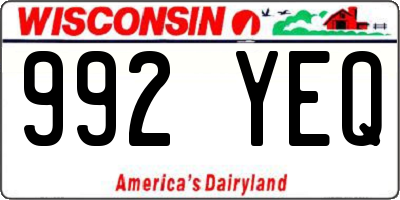 WI license plate 992YEQ