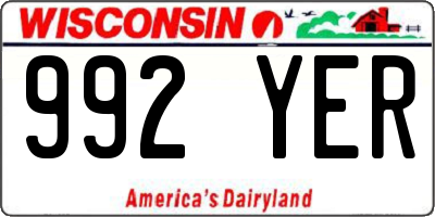 WI license plate 992YER