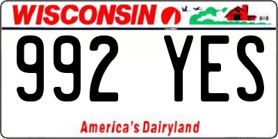 WI license plate 992YES