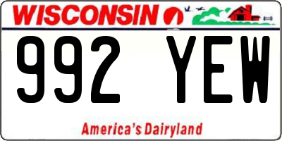 WI license plate 992YEW