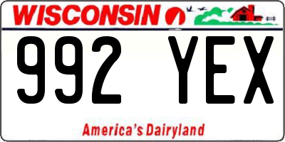 WI license plate 992YEX