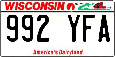 WI license plate 992YFA