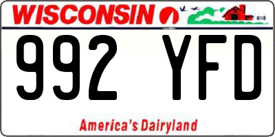 WI license plate 992YFD