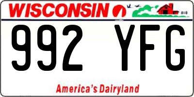 WI license plate 992YFG