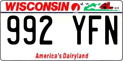 WI license plate 992YFN