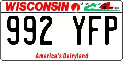 WI license plate 992YFP