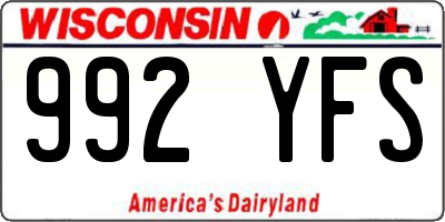 WI license plate 992YFS