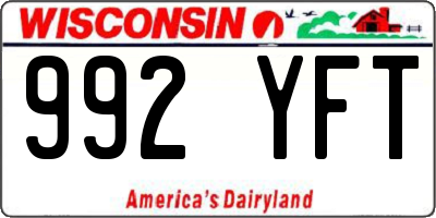 WI license plate 992YFT
