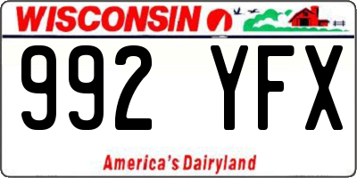 WI license plate 992YFX