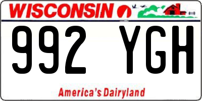 WI license plate 992YGH