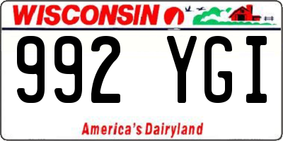 WI license plate 992YGI