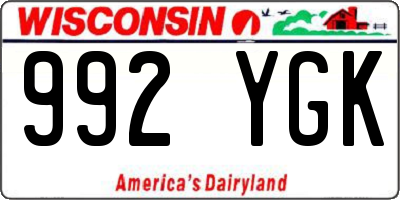 WI license plate 992YGK