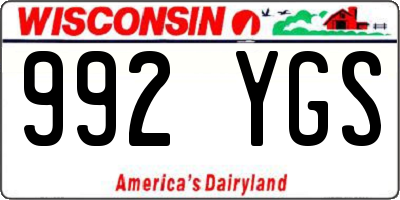 WI license plate 992YGS