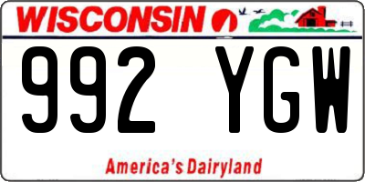 WI license plate 992YGW