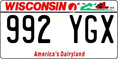 WI license plate 992YGX