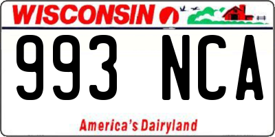 WI license plate 993NCA