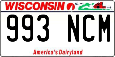 WI license plate 993NCM