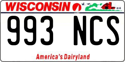 WI license plate 993NCS