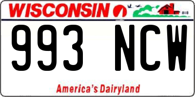 WI license plate 993NCW