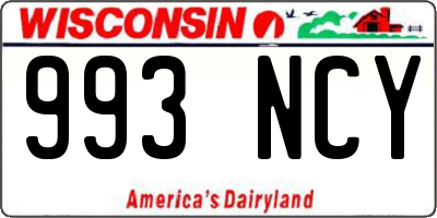 WI license plate 993NCY
