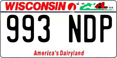 WI license plate 993NDP