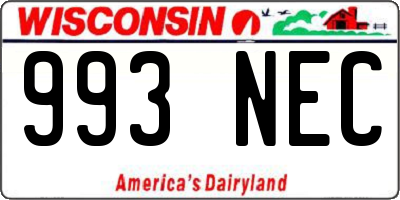 WI license plate 993NEC