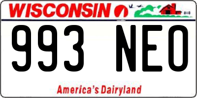 WI license plate 993NEO
