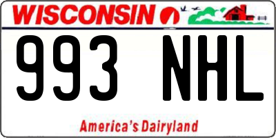 WI license plate 993NHL