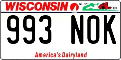 WI license plate 993NOK