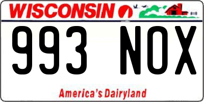WI license plate 993NOX