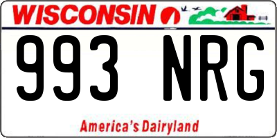 WI license plate 993NRG