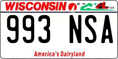 WI license plate 993NSA